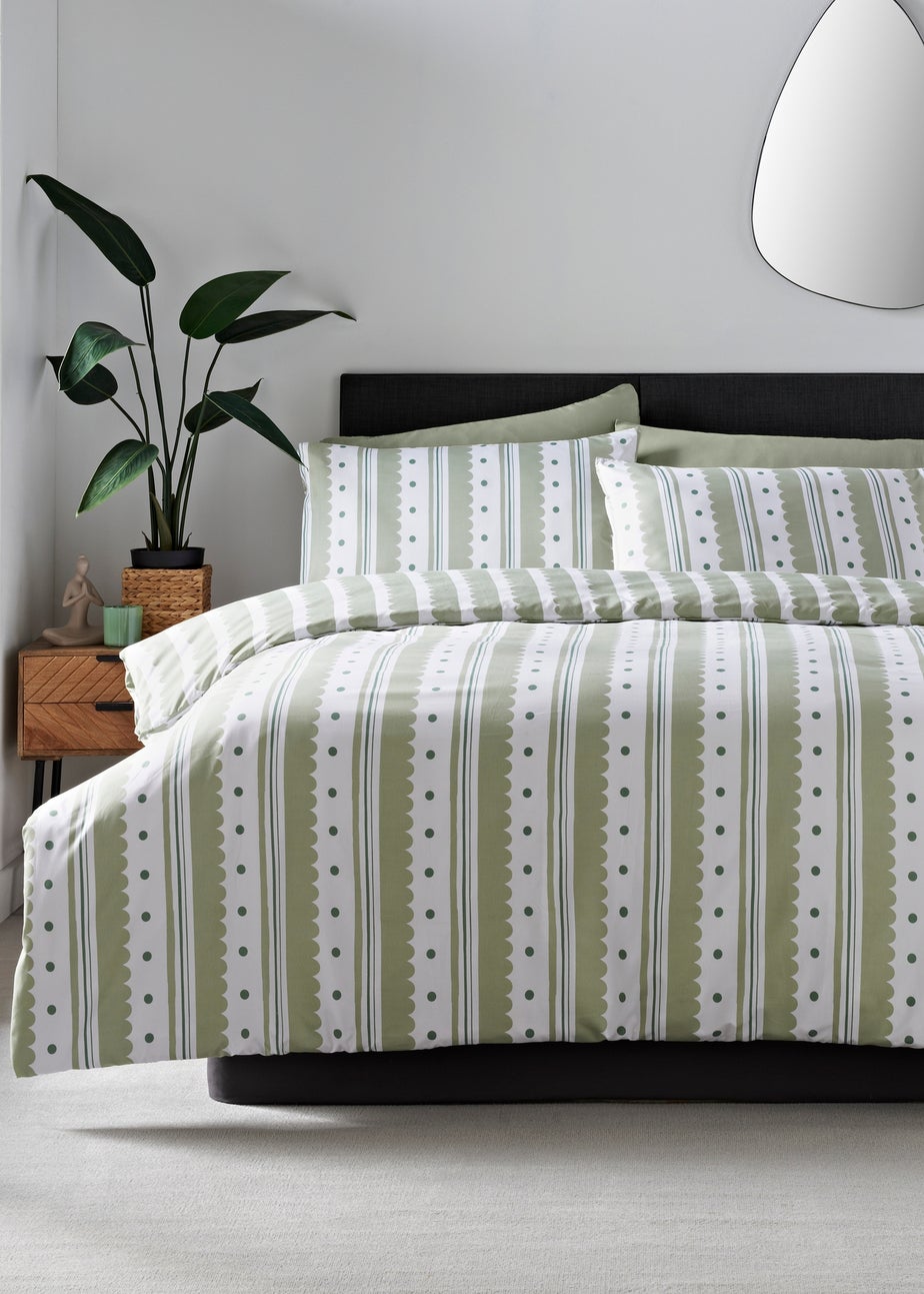 Green Harlequin Print Microfibre Duvet Set