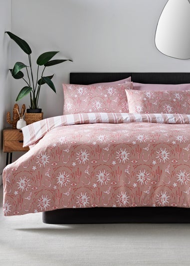 Pink Cowboy Print Microfibre Duvet Set