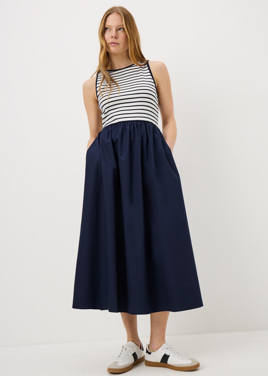 Navy Stripe 2 in 1 Midi Dress
