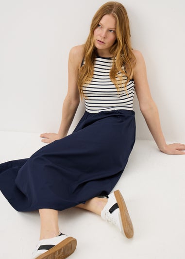 Navy Stripe 2 in 1 Midi Dress