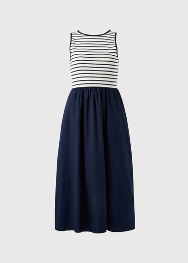 Navy Stripe 2 in 1 Midi Dress