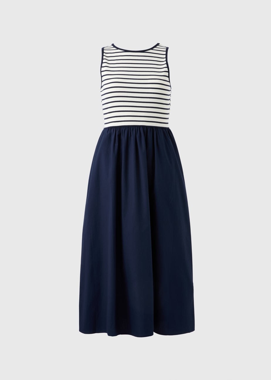 Navy Stripe 2 in 1 Midi Dress