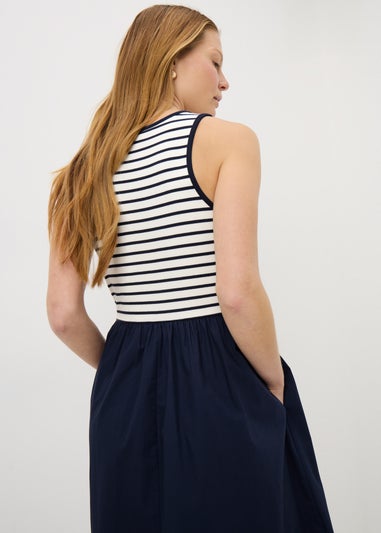 Navy Stripe 2 in 1 Midi Dress