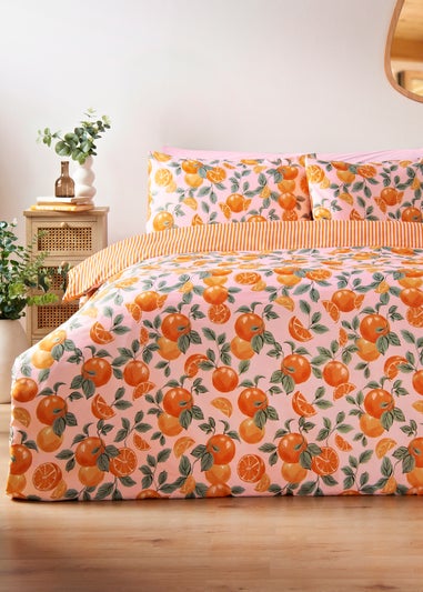 Orange Print Microfibre Duvet Set