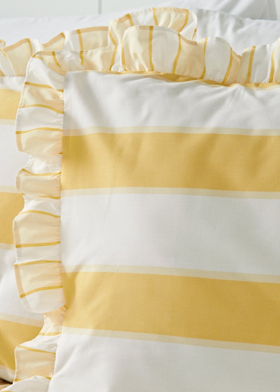 Yellow Stripe Frill Duvet Set