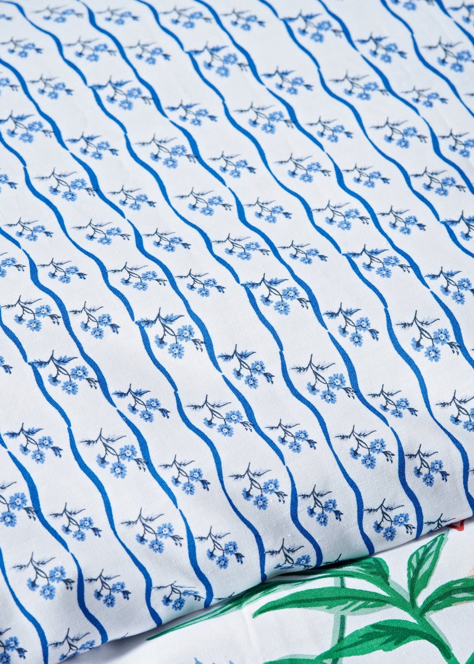 Blue Sorrento Floral Ruffle Trim Duvet Set