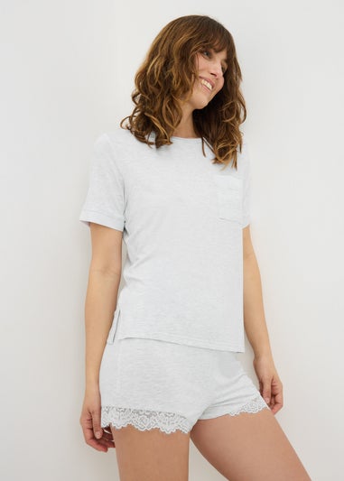 Grey Lace Pyjama Shorts