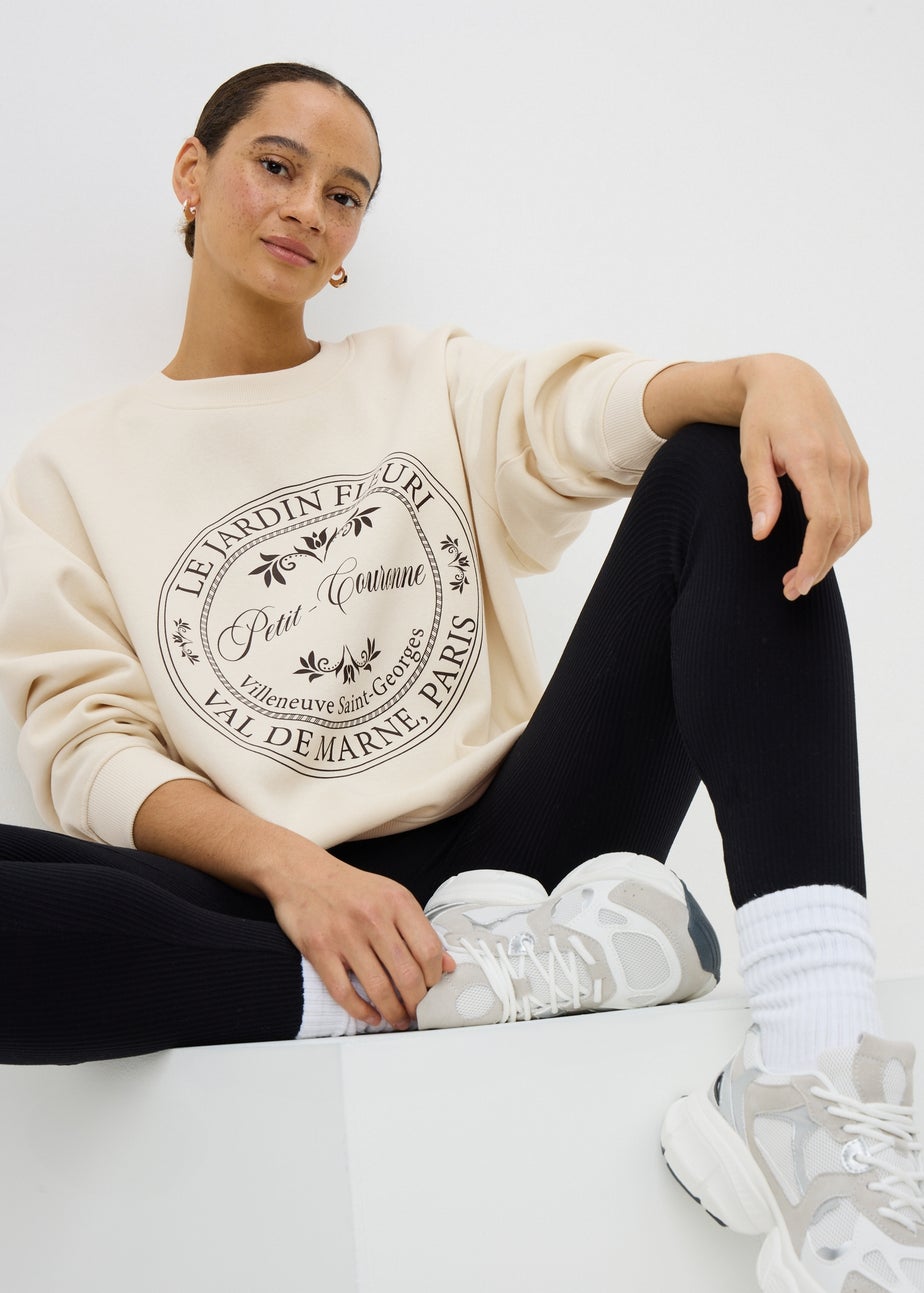 Cream Parisian Graphic Sweatshirt