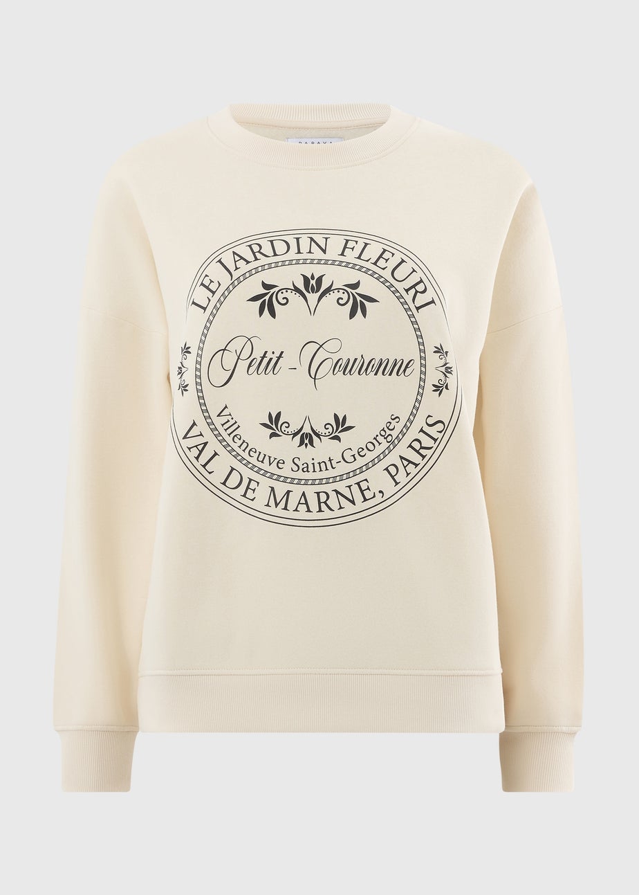 Cream Parisian Graphic Sweatshirt