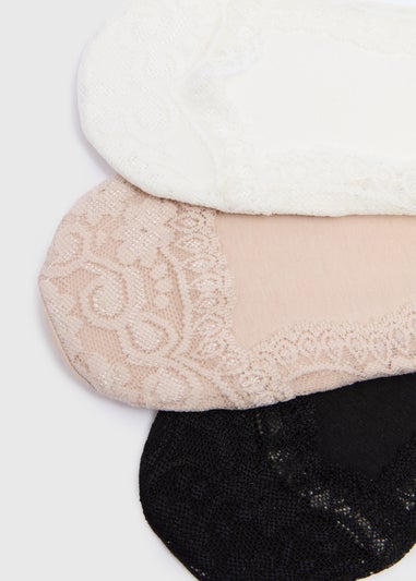 3 Pack White Lace Footsie Socks