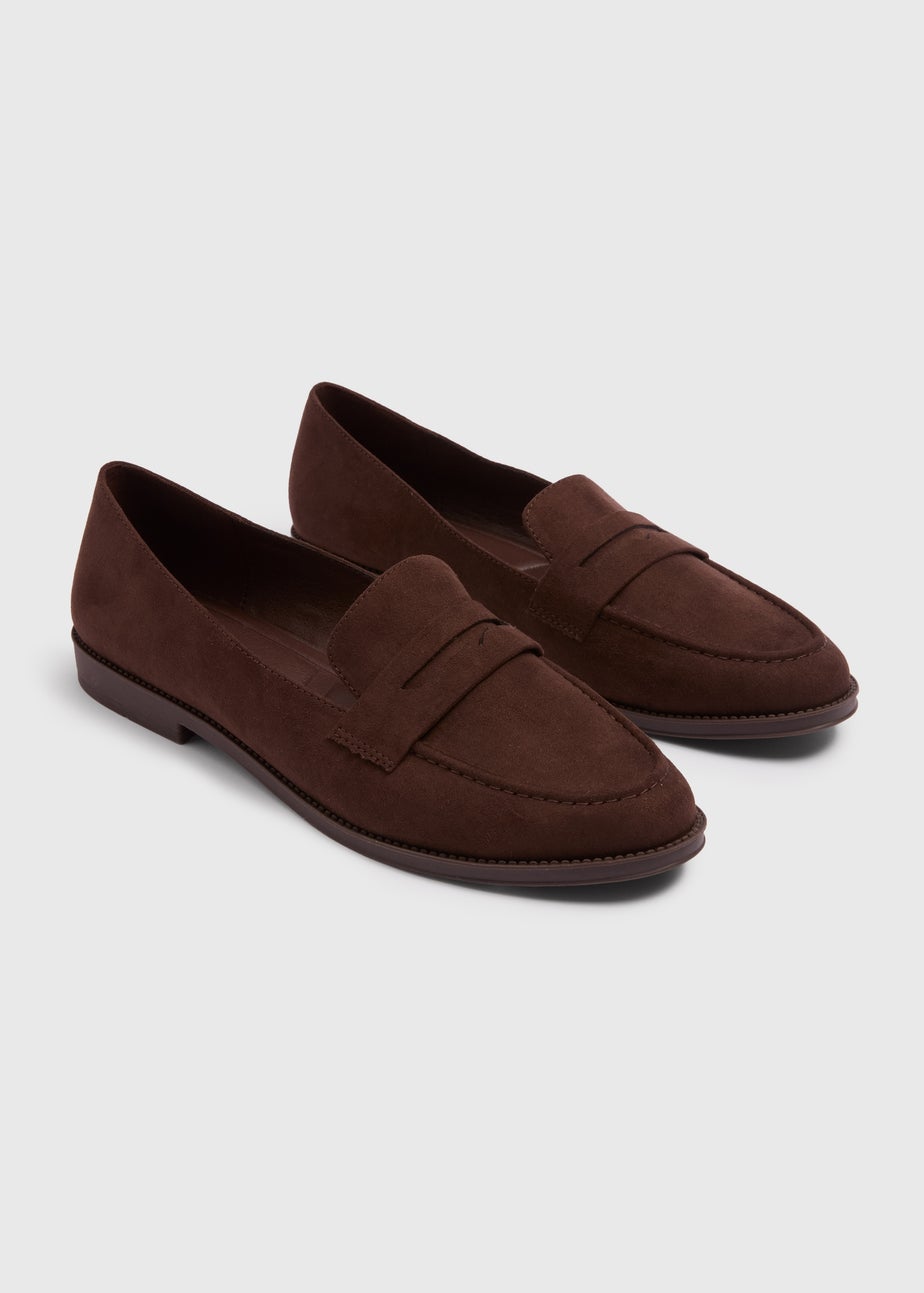 Chocolate Brown Faux Suede Loafers