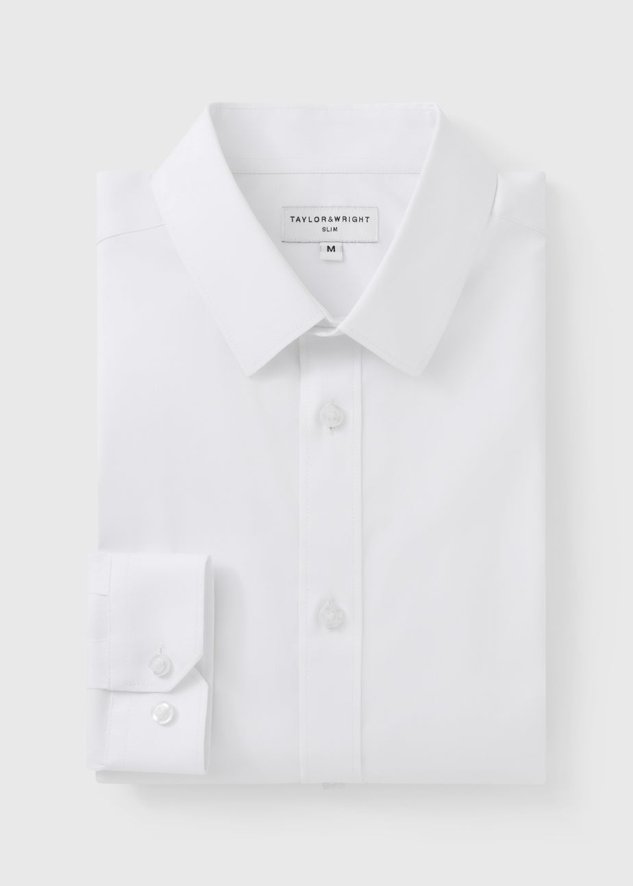 Taylor & Wright White Performance Slim Fit Shirt