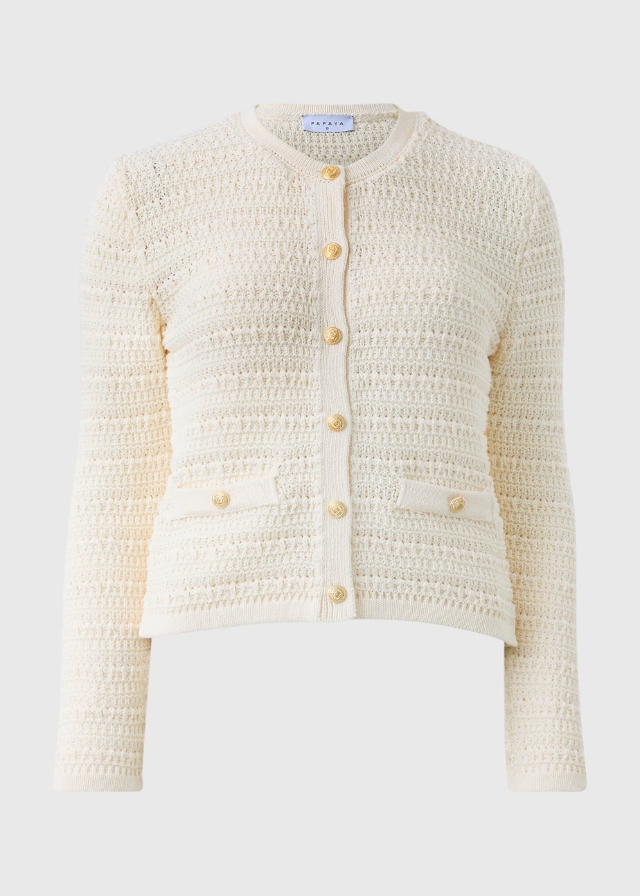 Ivory Pointelle Stitch Cardigan
