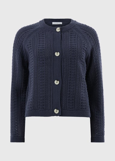 Navy Pointelle Stitch Cardigan