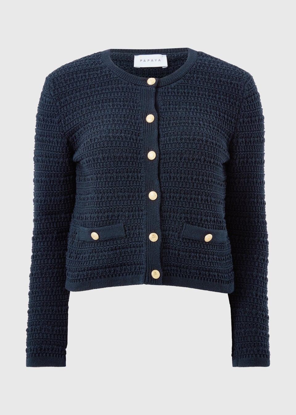Navy Pointelle Stitch Cardigan