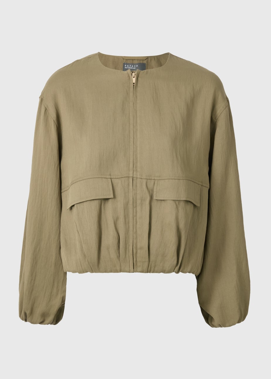 Khaki Lyocell Bomber Jacket