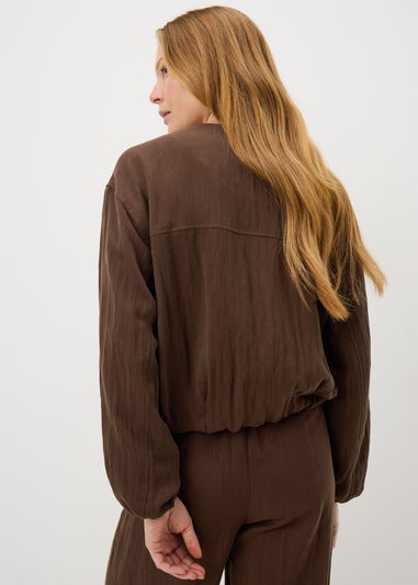 Chocolate Brown Lyocell Bomber Jacket