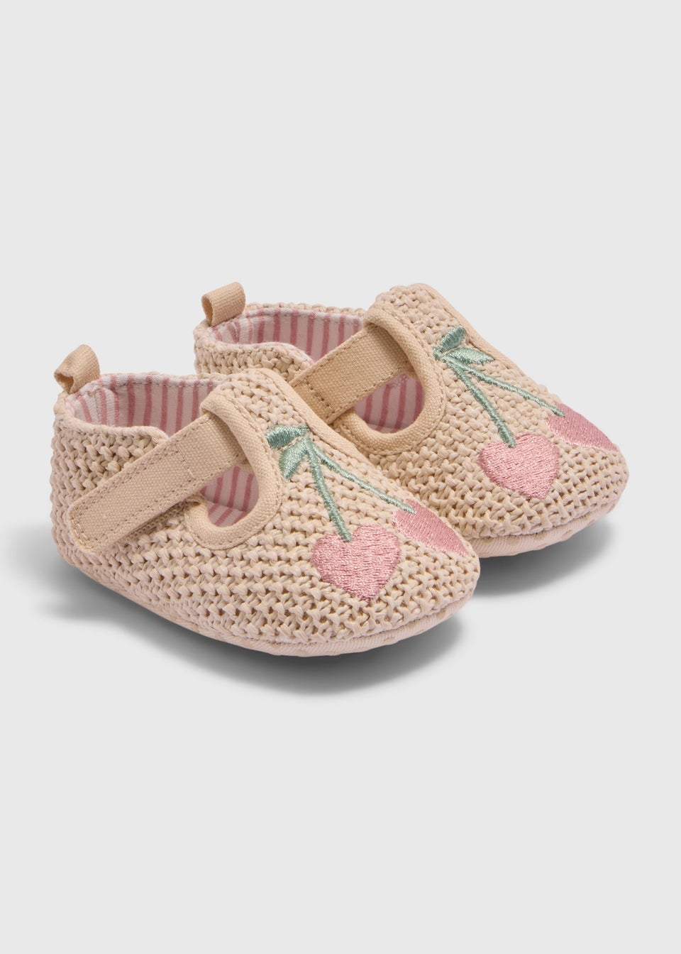 Baby Cream Cherry Crochet T Bar Shoes (Newborn-18mths)