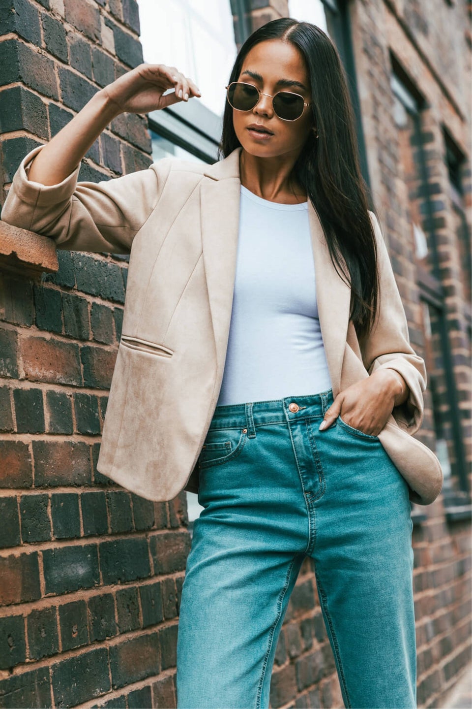 Roman Stone Petite Suedette Blazer