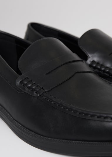 Threadbare Black Faux Leather Slip On Loafers