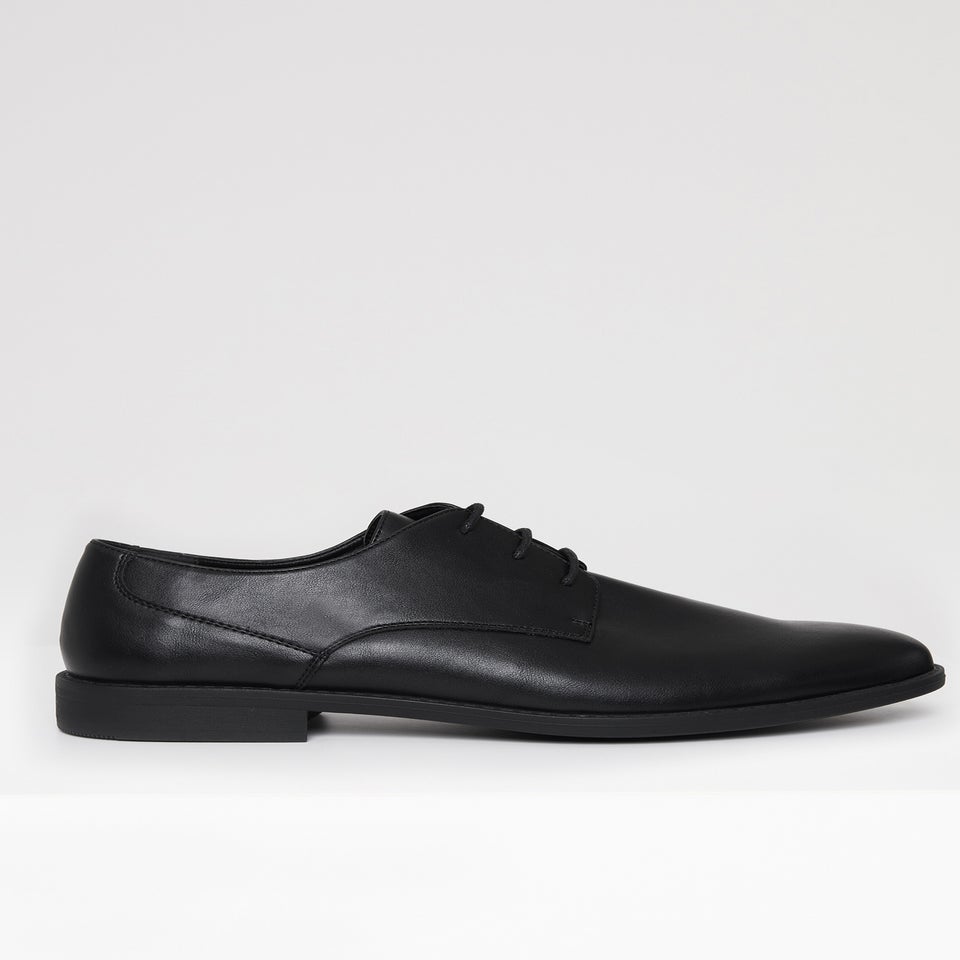 Threadbare Black Lace Up Derby Shoes