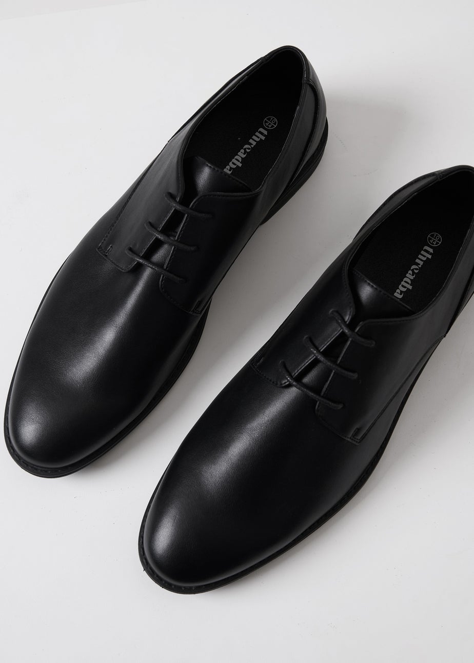 Threadbare Black Lace Up Derby Shoes
