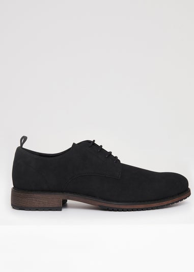 Threadbare Black Faux Suede Derby Shoes