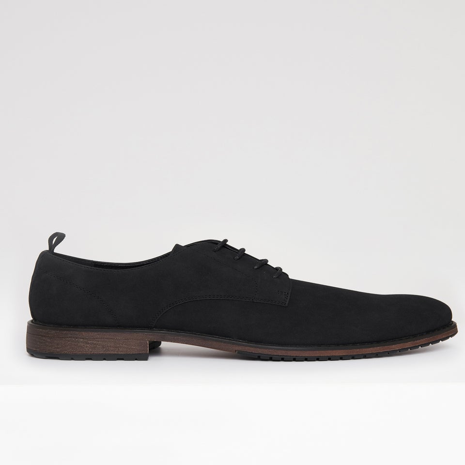 Threadbare Black Faux Suede Derby Shoes