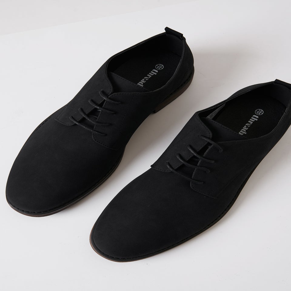 Threadbare Black Faux Suede Derby Shoes