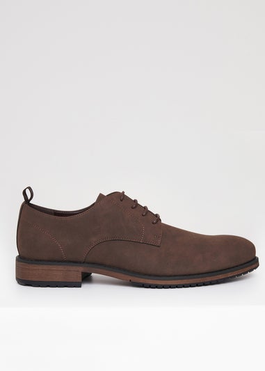 Threadbare Brown Faux Suede Derby Shoes