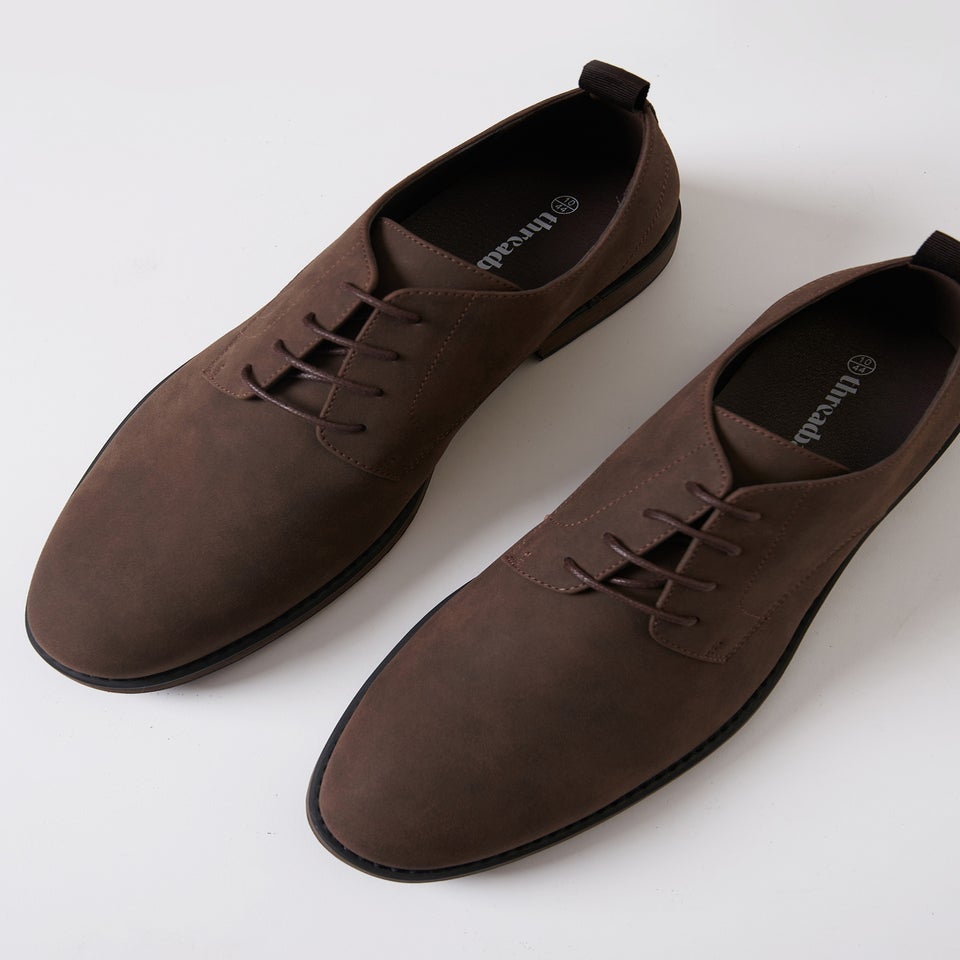 Threadbare Brown Faux Suede Derby Shoes