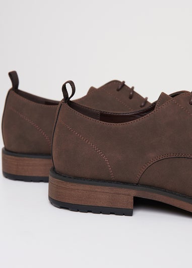 Threadbare Brown Faux Suede Derby Shoes