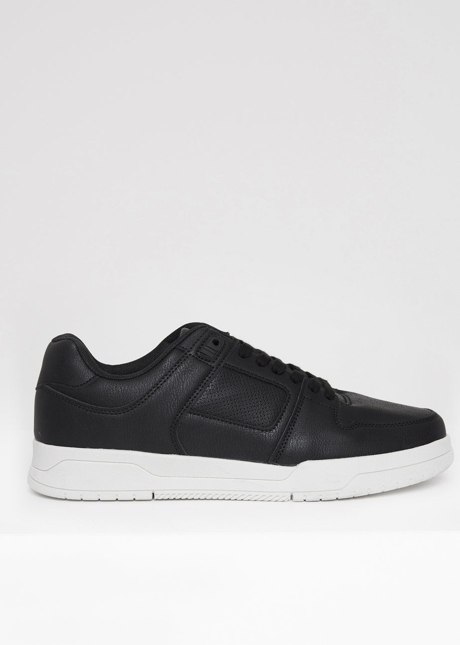 Threadbare Black Lace Up Court Trainers