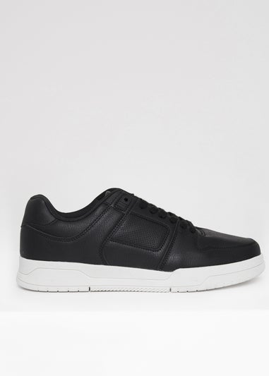 Threadbare Black Lace Up Court Trainers
