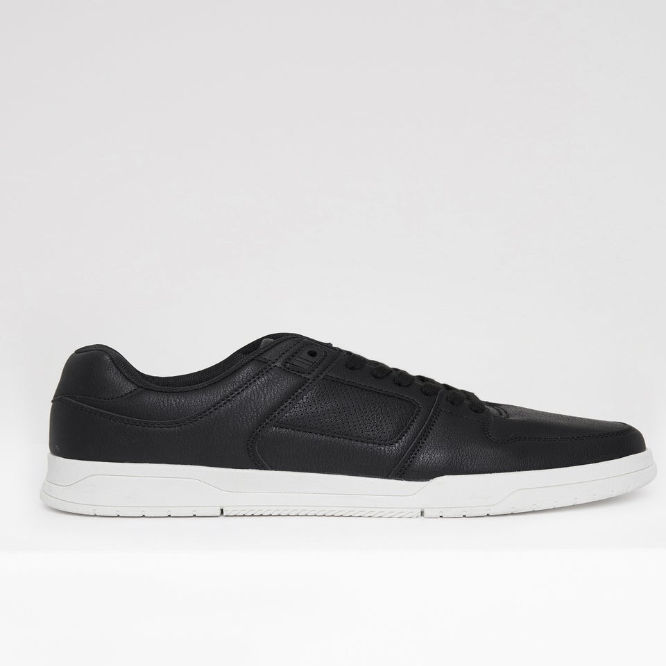 Threadbare Black Lace Up Court Trainers