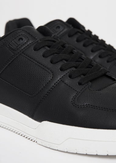 Threadbare Black Lace Up Court Trainers