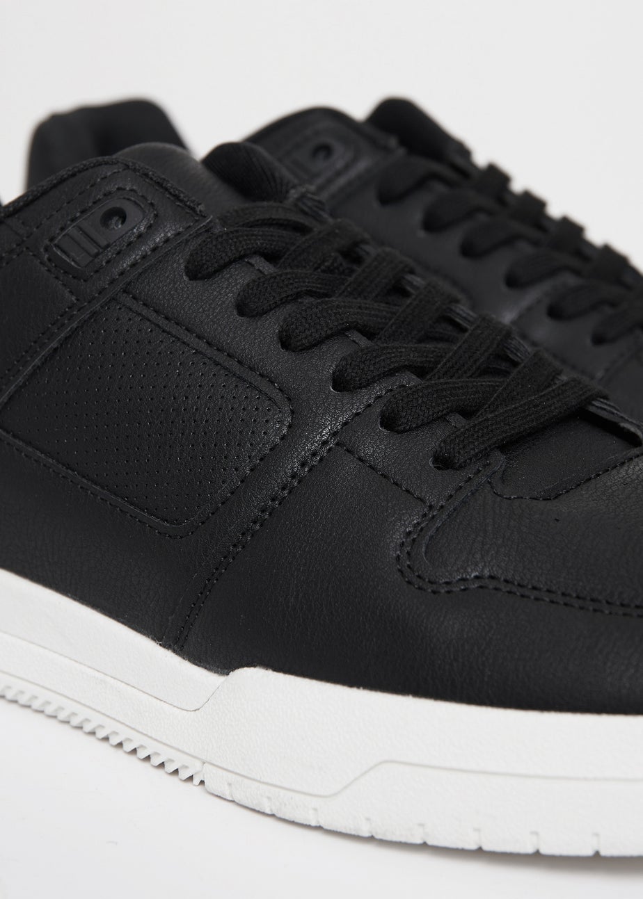 Threadbare Black Lace Up Court Trainers