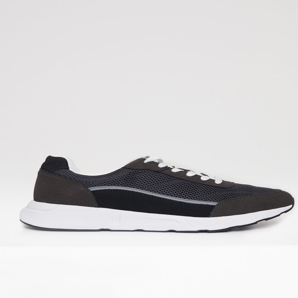 Threadbare Grey Retro Lace Up Trainers