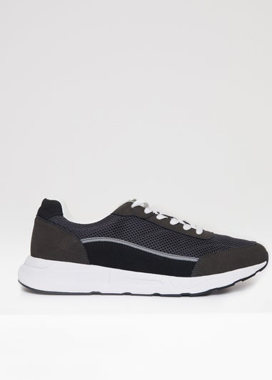 Threadbare Grey Retro Lace Up Trainers