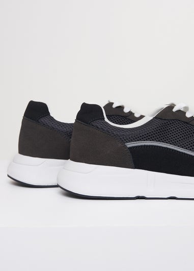 Threadbare Grey Retro Lace Up Trainers