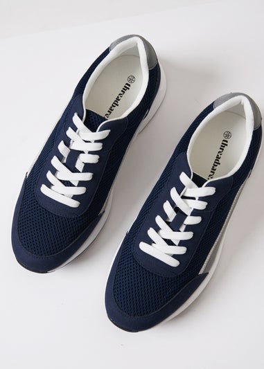 Threadbare Navy Retro Lace Up Trainers