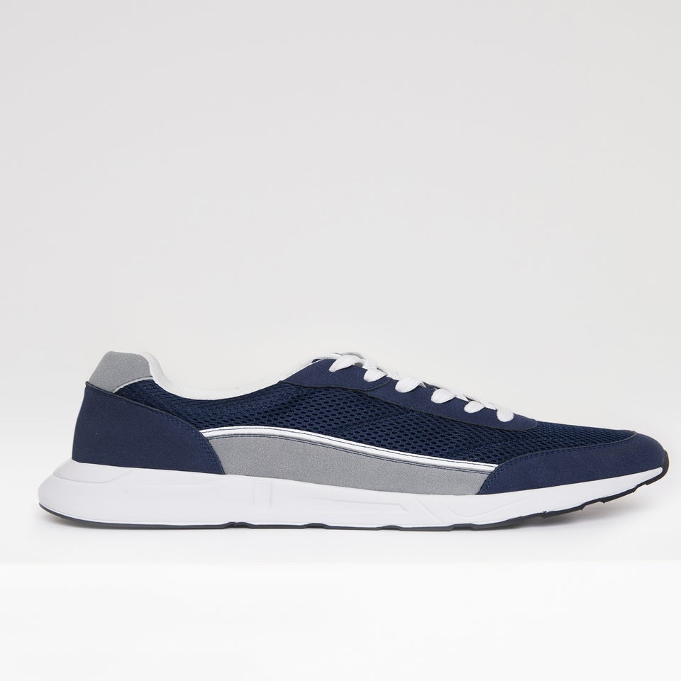 Threadbare Navy Retro Lace Up Trainers
