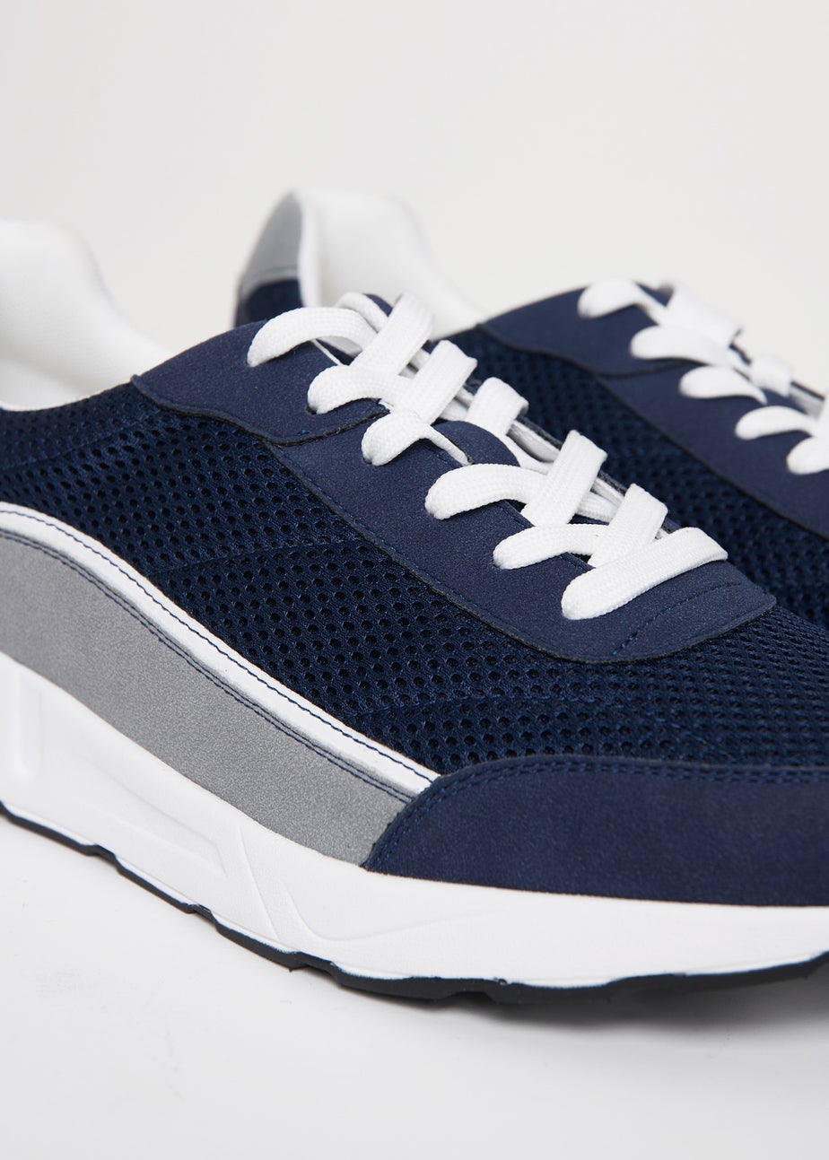 Threadbare Navy Retro Lace Up Trainers