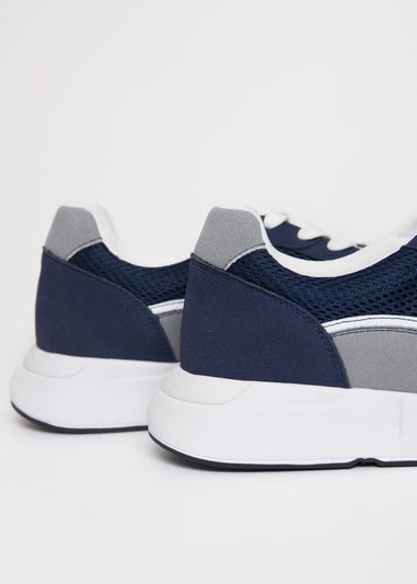 Threadbare Navy Retro Lace Up Trainers
