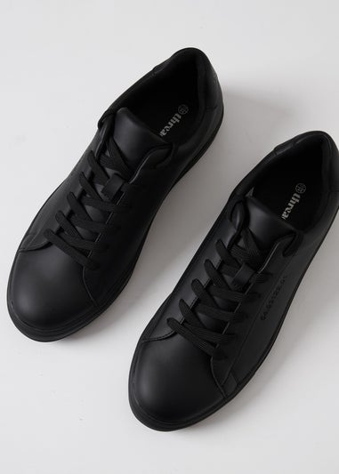 Threadbare Black Lace Up Court Trainers