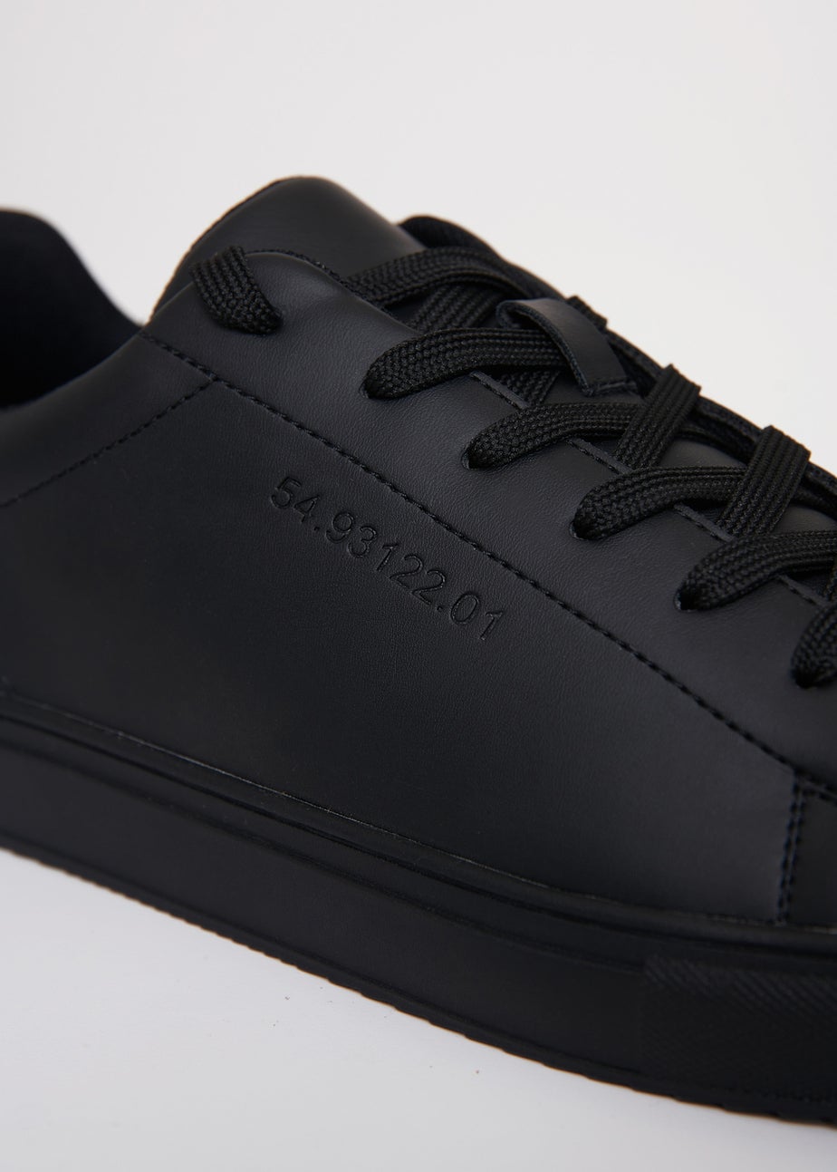 Threadbare Black Lace Up Court Trainers