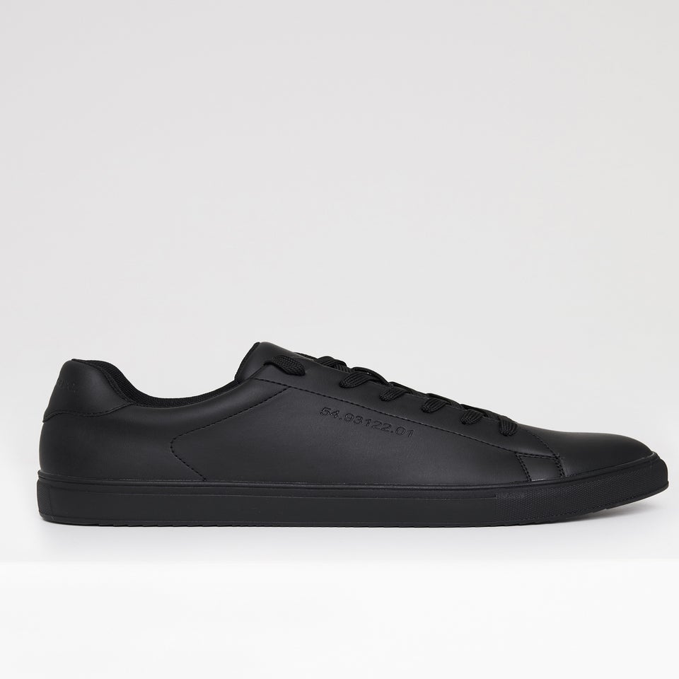 Threadbare Black Lace Up Court Trainers