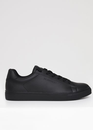 Threadbare Black Lace Up Court Trainers