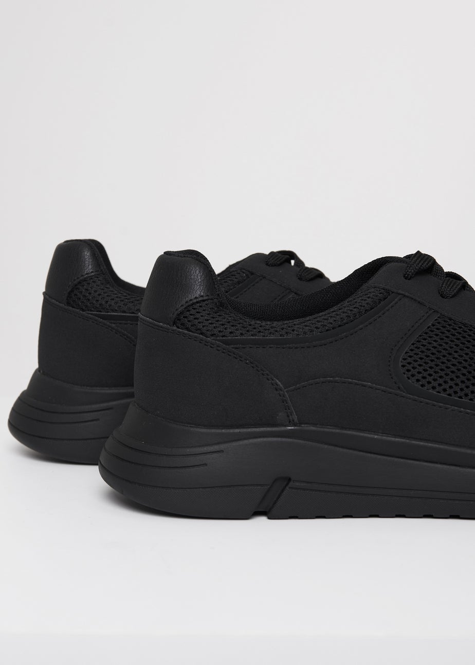 Threadbare Black Lace Up Casual Trainers