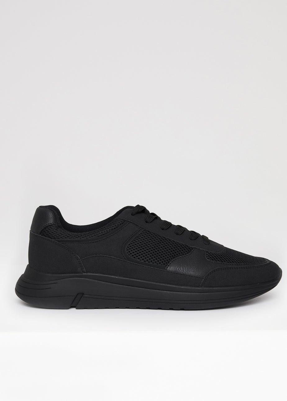 Threadbare Black Lace Up Casual Trainers